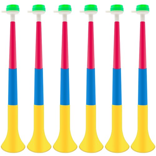 6 PCS Plastic Collapsible Stadium Horns, Collapsible Air Horns Noisemaker Toys for Sporting Events Football Games Graduation School Sports Party Decorations Supplies Favors (Random Color Matching)