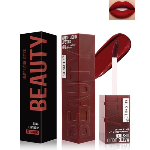 Matte Liquid Lipstick for Women, Highly Pigmented Lip Tint Stain, Super Velvet Matte Dark Red Lip Gloss, Up to 16H Wear, Long Lasting Waterproof Non-Stick Cup Lip Color Stay,Christmas Makeup Gift-06#
