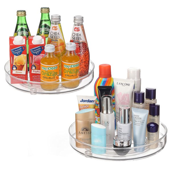 URALFA 2-Pack Lazy Susan Cabinet Organizer, Plastic Rotating Round Lazy Susan Turntable for Pantry, Countertop, Table, Fridge, 10.5 Inch