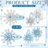 Misdary 12 Pcs Snowflake Hair Clips Blue White Christmas Hair Accessories Winter Holiday Hair Clips for Women Xmas Bow Hair Clip Glitter Snowflake Barrettes Festive Snowflake Hairpins for Gifts