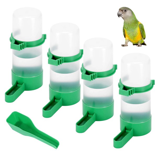 Gosear Bird Water Dispenser for Cage, 4pcs Bird Water Bowl 140ml Automatic No Mess Gravity Feeder Bird Watering Supplies for Pet Parrot, Parakeets, Cockatiel, Budgie Lovebirds and Other Birds