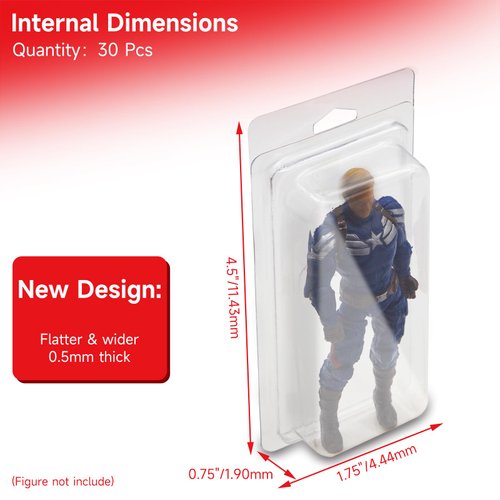 SIXPOINTS 30 Pack Action Figure Display Case - Inspired Blister Clamshell Protective Case,Compatible with Small Loose 3.75" Action Figure ,Prevent Scratches PET Protector