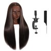 Mannequin Head With Hair，Training Doll Manikin Cosmetology Styling Head Hairdressing Training for Braiding with Free Clamp (Brown)