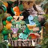 17PCS Dinosaur Cake Topper, Dinosaur Eggs Leaves Grasses Cake Decorations with Happy Birthday Sign Cake Toppers for Birthday Party Decorations, Safari Animal Themed Party