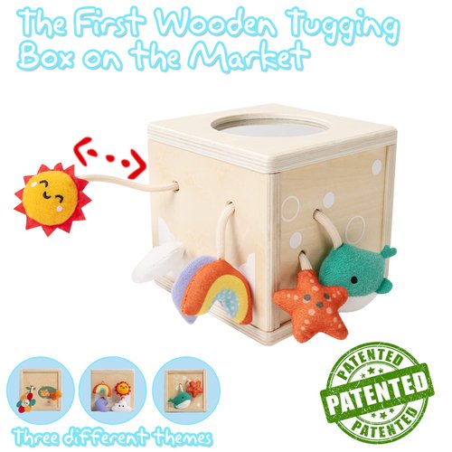 Twefex Pull String Activity Toy, Montessori Toys for Babies 6-12 Months, Wooden Activity Cube Baby Sensory Toys for 1 Year Old Boy Girl, Early Learning Baby Infant Toys 6 to 12 Months