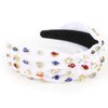 Wecoe 1pc White Knotted Headband For Women Girls Rhinestone Headband Wide Headbands Non Slip Fashion Cloth Sparkly Red Blue White Beaded Embellished Headband Hair Accessories For Women Girls