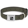 Dog Collar Seatbelt Buckle Tapestry Charcoal Olive 16 to 23 Inches 1.5 Inch Wide