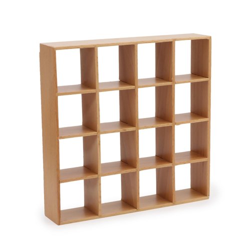 Miniature Furniture Wooden Storage Rack 16 Grid Shelves 1:12 Dollhouse Accessories Bookshelf Display Shelf Wall Rack Stand Mini House Scene Decoration (Wooden)