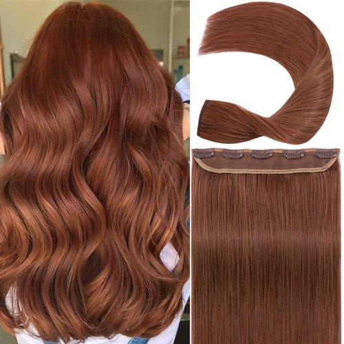 S-noilite Clip in Hair Extensions Human Hair Clip in Human Hair One Piece/5 Clips/3/4 Full Head Standard Weft Clip in Extensions 100% Remy Human Hair Straight 20"(50cm)-50g (#06 Light Brown)