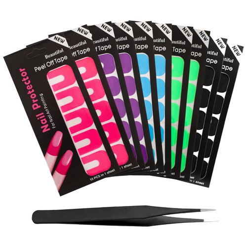 KALIONE 100pcs Nail Polish Protector for Fingers with Tweezers, U-Shaped Nail Protector Cuticle P...