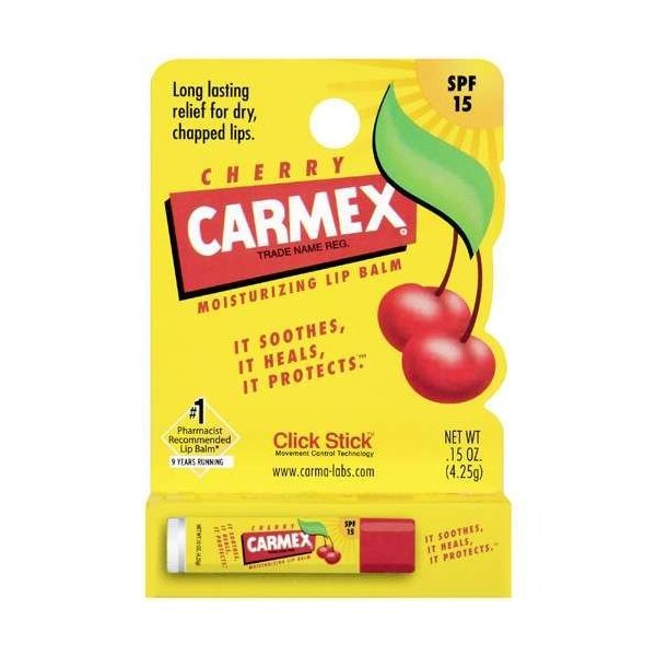 Carmex Everyday Protecting Lip Balm Stick SPF 15, Cherry 0.15 oz (4.25 g) Pack of 2