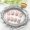 Square Press on Nails Short Fake Nails with Flower Designs Glossy Glue on Nails Cute Acrylic Nails Nude Full Cover Artificial Stick on Nails for Women 24Pcs