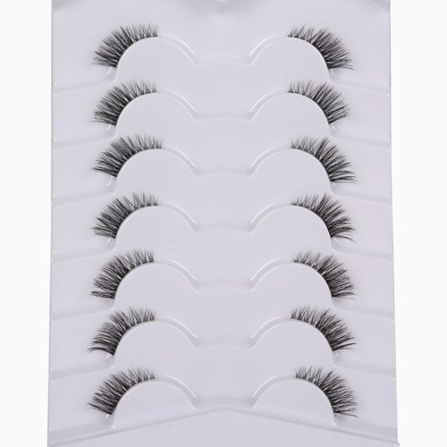 GMAGICTOBO False Eyelashes Natural Half Lashes Short Wispy Clear Band Lashes Pack Cat Eye 3D Faux Mink Lashes Fake Eyelashes 7 Pairs Multipack