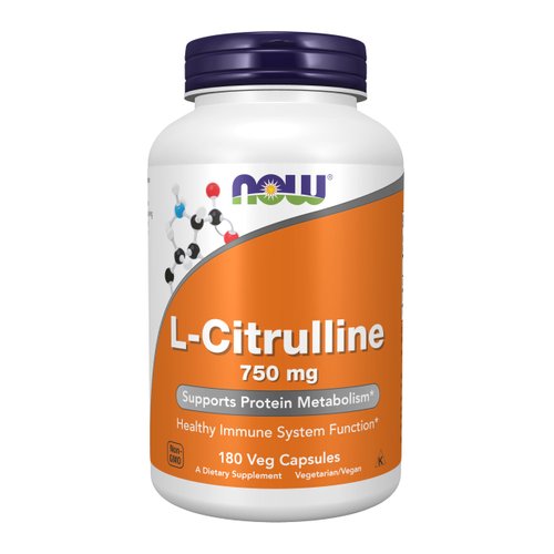 NOW Foods Supplements, L-Citrulline 750 mg, Supports Protein Metabolism*, Amino Acid, 180 Veg Capsules