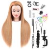 Morris 28 Inch Cosmetology Mannequin Head with Synthetic Hair Styling Head for Hairdresser Training Head Manikin Doll Head Long Hair Mannequin Head for Practice Braiding with Clamp (Blonde)