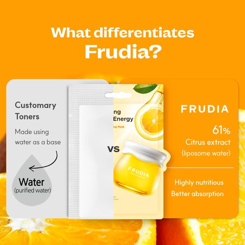 FRUDIA WELCOS Citrus Clarifying Mask | Vitamin C Face Mask w/Mandarin Peel Extract, Vegan Vitamin C & Mela-Zero | Korean Face Mask Skin Care | Vitamin C Mask for Dark Spots (Pack of 10)