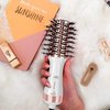 Hair Trends Travel Hair Dryer Brush, Nano Titanium 2 Inch One Step Hair Dryer & Styler Volumizer, Mini Oval Hot Air Brush, White and Rose Gold, HB004