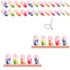 ANDGING Coffin Press on Nails Medium Long Colorful Neon Fake Nails with Glitter Gold Red Floral Design Acrylic Glue on Nails for Wedding Birthday False Nails 24Pcs Women Stick on Nail with Glue QL8IP