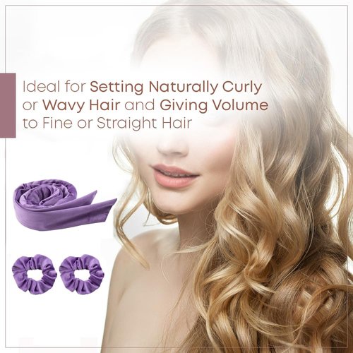 HUANMAYE Heatless Hair Curlers Satin Heatless Curling Set Heatless Curls Overnight Hair Curlers to Sleep in Rollers Hair Curlers Rod Headband for Womens Holiday Gift (PurpleA)