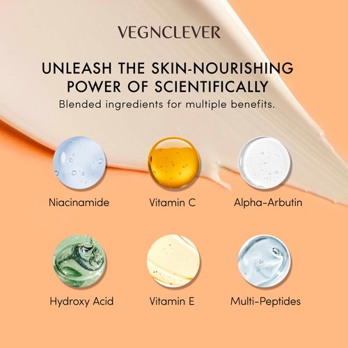 Vegnclever Super Vitamin C Serum - Super Moisturizing, Anti-Aging All-In-One Formula with Niacinamide, Collagen Peptides, Caffeine, and Vitamin E, Original Vitamin C Face Serum - 2 Pack