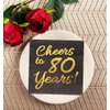 80th Birthday Decorations for Men Women Party Supplies Cocktail Napkins Black 50 Pack,5"x 5" Folded,Cheers to 80 Years! (80)