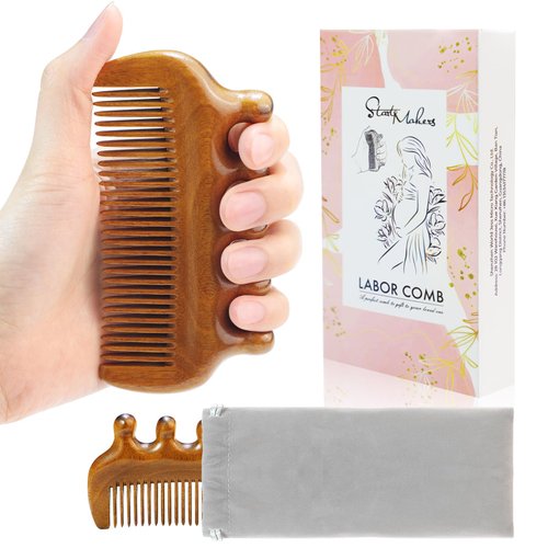 START MAKERS Birthing Comb for Labor Pain Relief, Natural Wooden Comb for Women Labor and Delivery Essentials Labor Comb With Cloth Bag and Box, Pregnancy Gifts for Expecting Mom, Christmas Gift