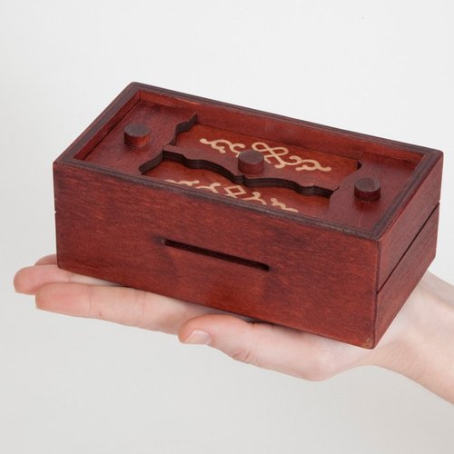 Bits and Pieces - Greek Secret Puzzle Box Brainteaser - Wooden Secret Compartment Brain Game for Adults - Stash Your Cash Away