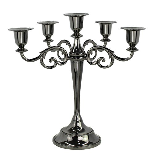 Dorlotou Metal Candelabra 5-Candle 10.1 Inch Tall Candle Holder Stick for Home Wedding Event and Party Festival,Black