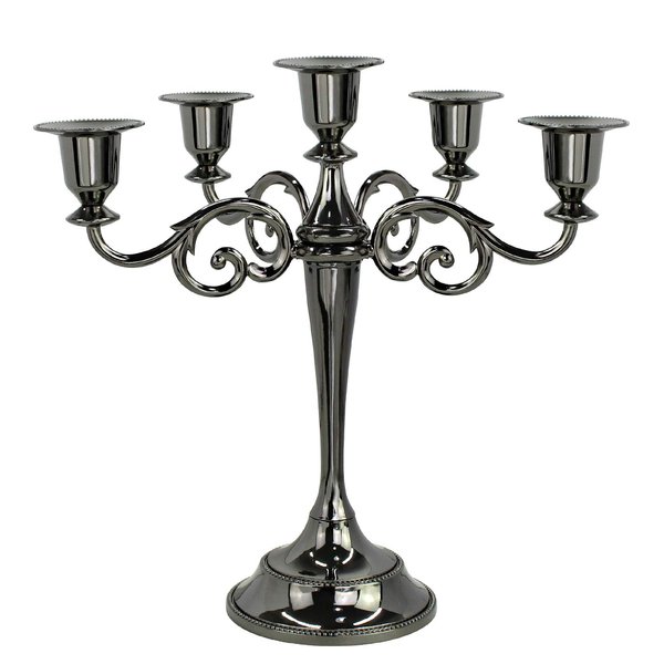 Dorlotou Metal Candelabra 5-Candle 10.1 Inch Tall Candle Holder Stick for Home Wedding Event and Party Festival,Black