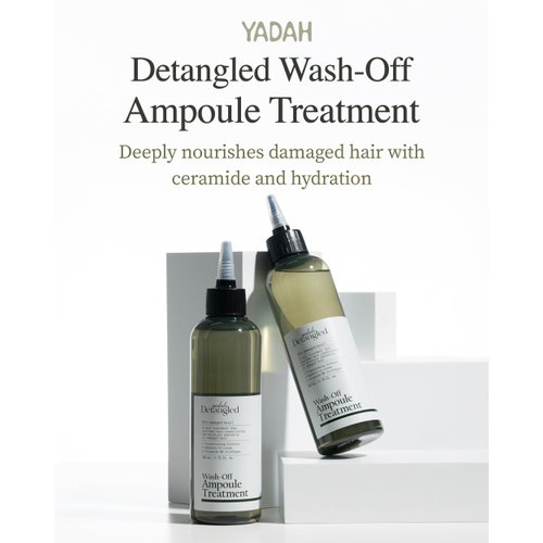YADAH Detangled Wash-Off Ampoule Treatment 6.76 fl oz | Deep Repair & Nourishment with Ceramide NP, Hyaluronic Acid, Avocado Oil | Smooths, Moisturizes, Restores Shine for Damaged, Dry, Frizzy Hair