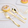 N9R 60pcs Gold Plastic Silverware - Gold Plastic Cutlery Set Disposable Flatware Dinnerware -30 Gold Forks, 15 Gold Spoons, 15 Gold Knives for Party, Birthday, Wedding Gold Utensils