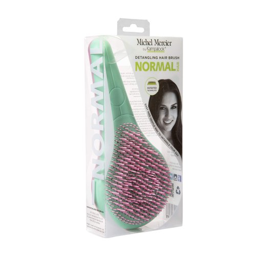 Michel Mercier Detangling Paddle Brush Normal Hair - Brush for Quick and Easy Detangling- Reduces Frizz, Breakage, and Hair Loss - Pink-Green - 1 pc