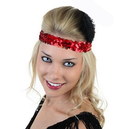 Kenz Laurenz Sequin Headbands Elastic Stretchy Headband for Girls Kids Women Flapper Roaring 20s Great Gatsby 1920s Hair Band Cute Princess Head Bands (Silver)