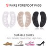 Urwalk Ball of Foot Cushions for High Heels, Non-Slip Comfortable Forefoot Pads Metatarsal Pads All Day Pain Relief, Toe Cushions for Forefoot - 3 Pairs (Transparent + Black + Beige)