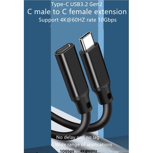 Tianle USB C Extension Cable, Type-C USB 3.2 Gen 2(10Gbps) Male to Female Extender,4K@60HZ Fast Charge,for Data Transfer,Charging,Audio,Video Devices-Black (3 Meters/ 9.8 ft)