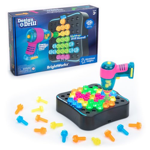Educational Insights Design &amp; Drill Brightworks, STEM Learning with Toy Drill, 53 Pieces, Ages 3+