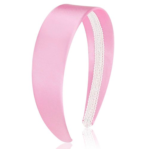 AHONEY Pink Headband for Women Girls Satin Silk Headband Non Slip 1.57" Wide Plain Head Band Solid Hair Band DIY Halloween Costume Holiday Fasion Hair Accessories Gifts