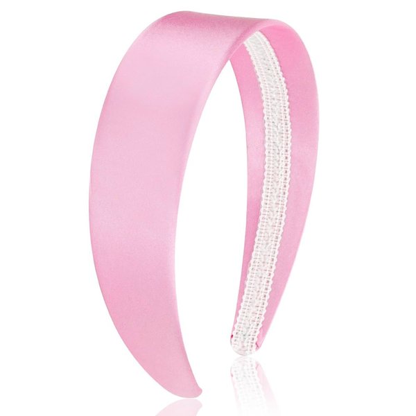 AHONEY Pink Headband for Women Girls Satin Silk Headband Non Slip 1.57" Wide Plain Head Band Solid Hair Band DIY Halloween Costume Holiday Fasion Hair Accessories Gifts