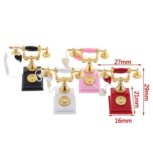 3 Pcs Dollhouse 1/12 Vintage Miniature Phone Model Rotary Telephone Decoration Retro Desk Phone Toy for Dollhouse Furniture Accessories
