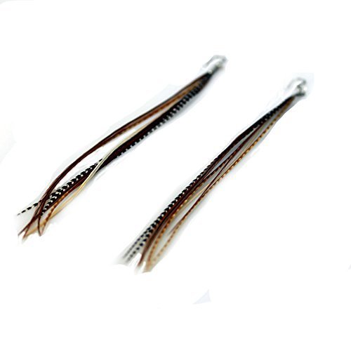 4&quot;-6&quot; Genuine Grizzly Black &amp; White Zebra Feathers for Hair Extensions Bonded Together At the Tip...