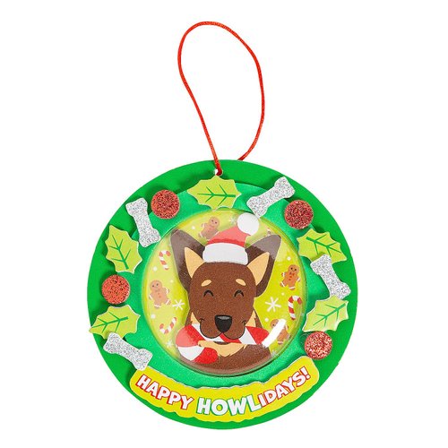 Fun Express 4" x 4" Christmas Dog in Wreath Happy Howlidays Ornament Foam Craft Kit - Makes 12