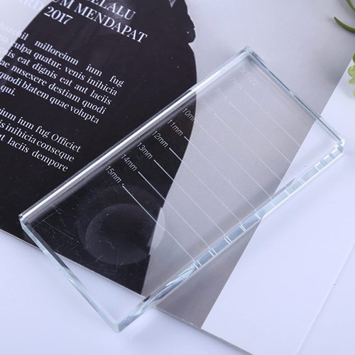 INCAUCA 2-in-1 Lash Trays for Lash Extensions 4 x 2 x 0.4 in (10 x 5 x 1 cm), Crystal Glass Lash Tile, Lash Tray Adhesive Glue Holder, False Eyelash Pallet Strip Organizer (2Pcs)