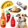 Syhood 6 Pcs Christmas Fiesta Dog Chew Toys Dog Sombrero Set, Include 1 Mexican Dog Sombrero Hat for Small Dog, 5 Squeak Plush Toys, Dog Chew Toy for Christmas Pet Gift