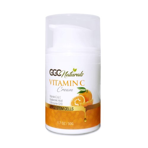 GGC Naturals Vitamin C Cream with Hyaluronic Acid, Vitamin E for Face and Eyes - Organic & Natural Ingredients for Anti Wrinkle, Anti Aging 1.7 oz
