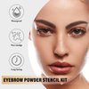 GEUUFEA Eyebrow Stamp Stencil Kit, Waterproof 1 Step Brow Stamp Kit, Shaping Brow Powder for Beginner, with 12 Popular Reusable Eyebrow Stencils & 2 Eyebrow Brushes