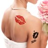 7-Pack Red Lip Print Temporary Tattoo Stickers - 3.7 x 3.7 Inch Love Design for Mother’s Day & Halloween Cosplay - Perfect Face & Body Decoration for Adults & Kids