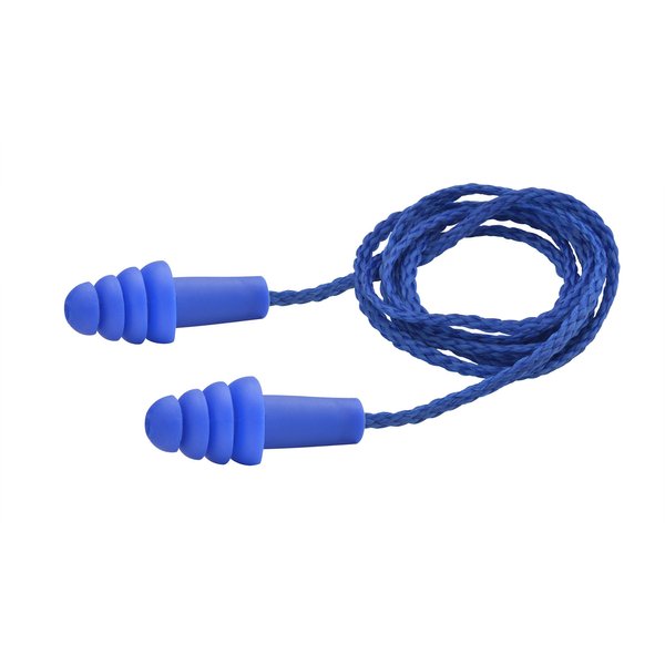 Delta Plus Elvex Quattro Corded Woven Ear Plug. Box of 100 Pair. (WELEP411), Blue