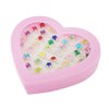 SUNMALL 36 pcs Little Girl Play Rings, Adjustable Rhinestone Gem Rings in Box, Children Kids Jewelry Rings Set with Heart Shape Display Case, Girl Pretend Play and Dress up Rings for Kids