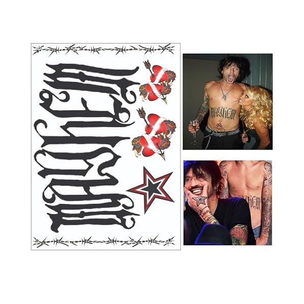 Tommy Lee and Pam set of Fake Temporary Tattoos | Life sized | Couples tattoo