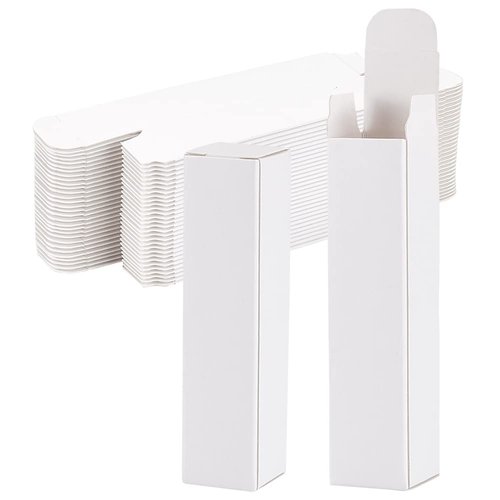 BENECREAT 50 Pack White Lipstick Case 0.8x0.8x3.4 Inch Paper Essential Oil Packaging Box, Lip Gloss Packaging Box for Lipstick Bottle Packaging Gift Makeup Tube Storage